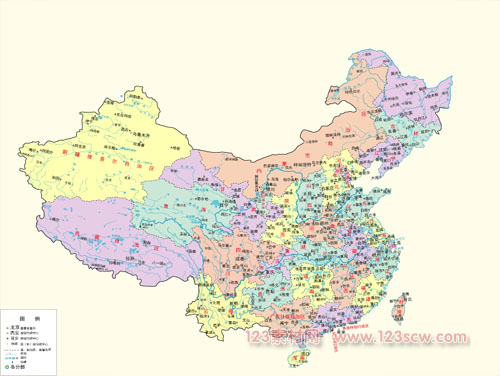 彩色中国地图矢量素材ai格式无损放大