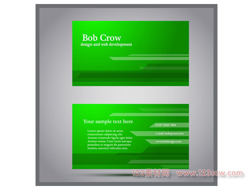 绿色主题商务名片矢量图竖式与横式的商务名片设计